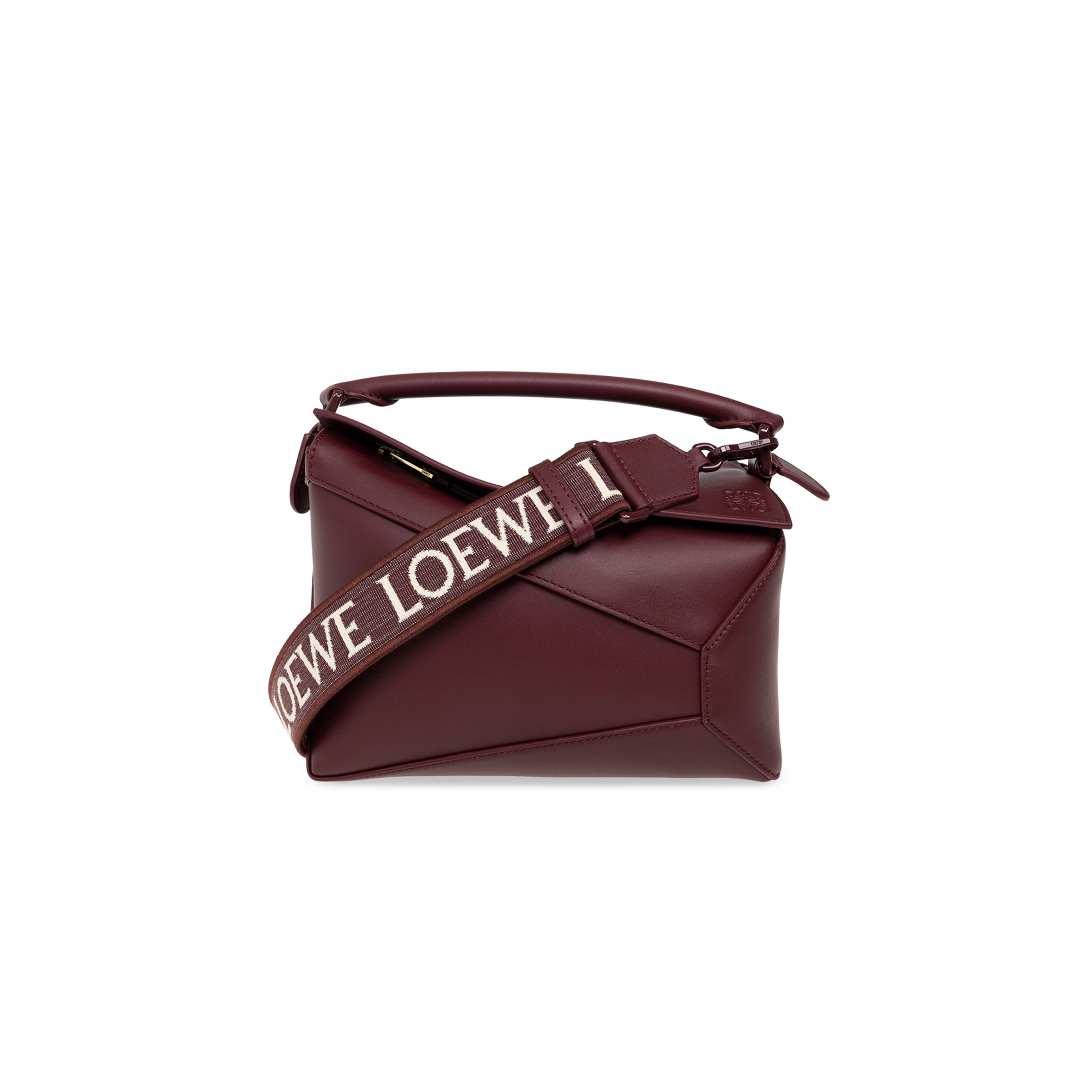 l0ew* satin burgundy monoCh*0me small puzzle edge bag (25*18*10cm)